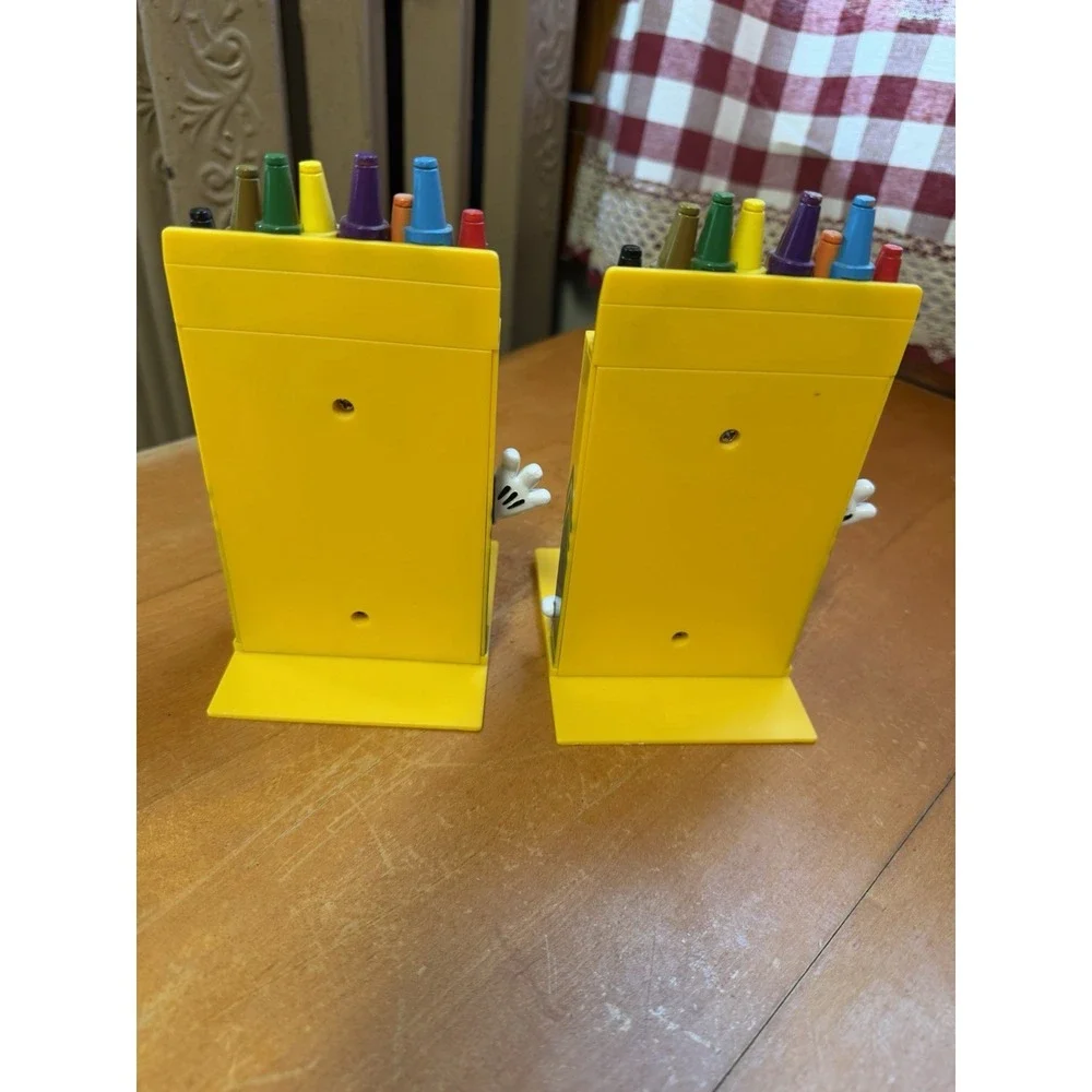 Rare VTG 1990s Nostalgia Crayola Crayon Plastic Bookends Binney & Smith 1999